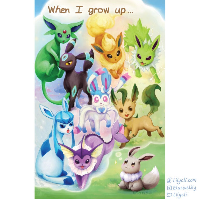 Eeveelutions Print -   Pokemon eevee evolutions, Pokemon eevee,  Pokemon eeveelutions